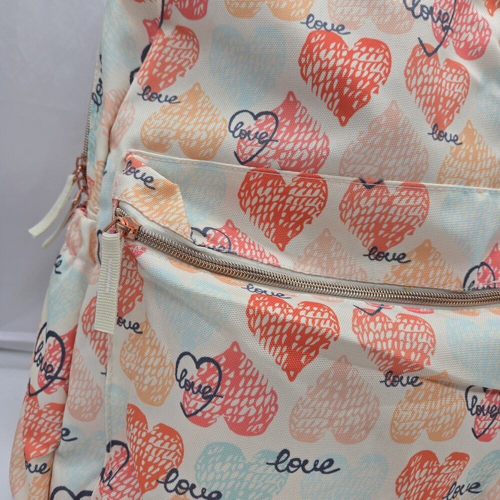 WHATS NEXT BRAND Backpack LOVE HEARTS Watercolor Pastels NEW 11x16" Lined School - Picture 2 of 9